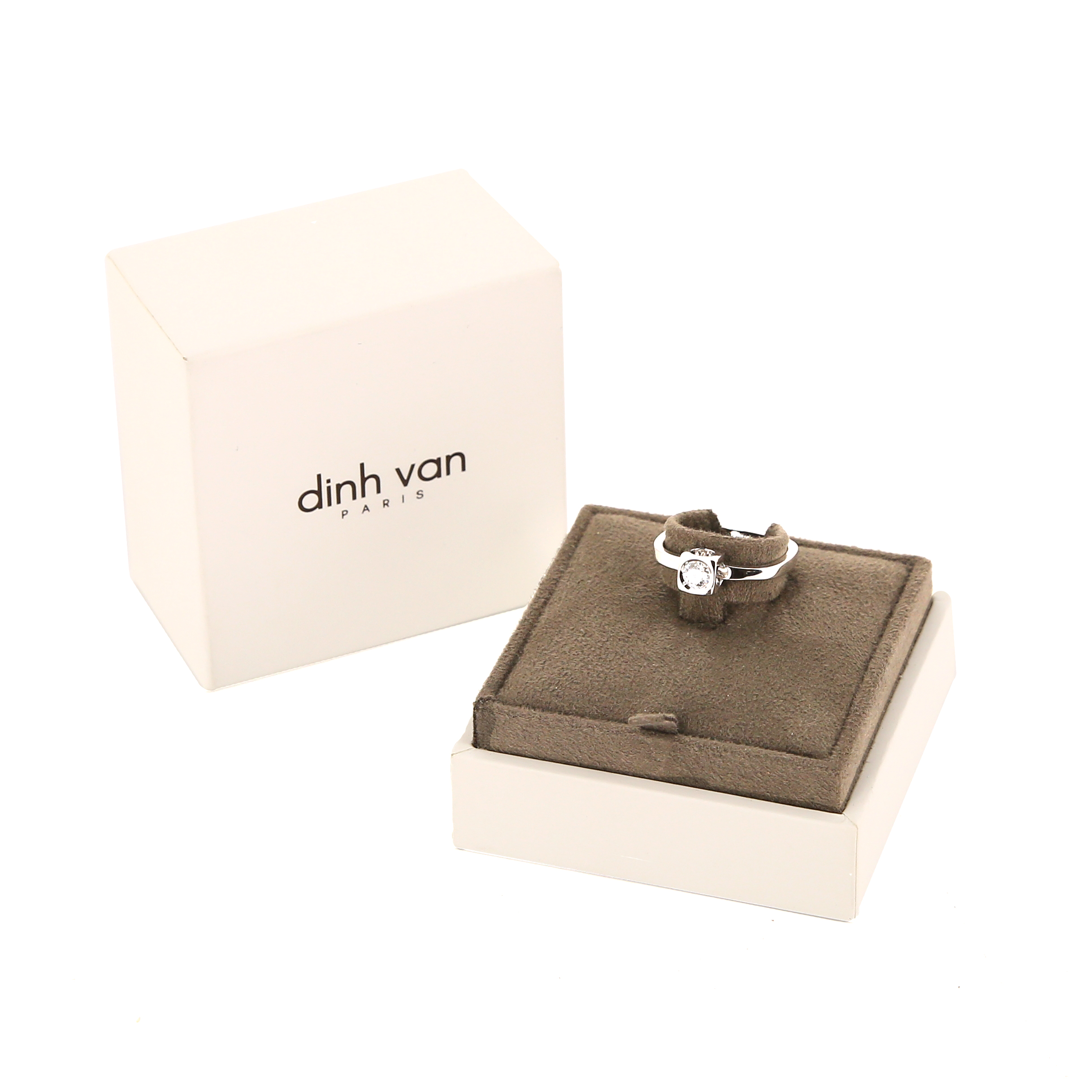 Dinh Van Cube large model ring in white gold and diamond - Detail D2