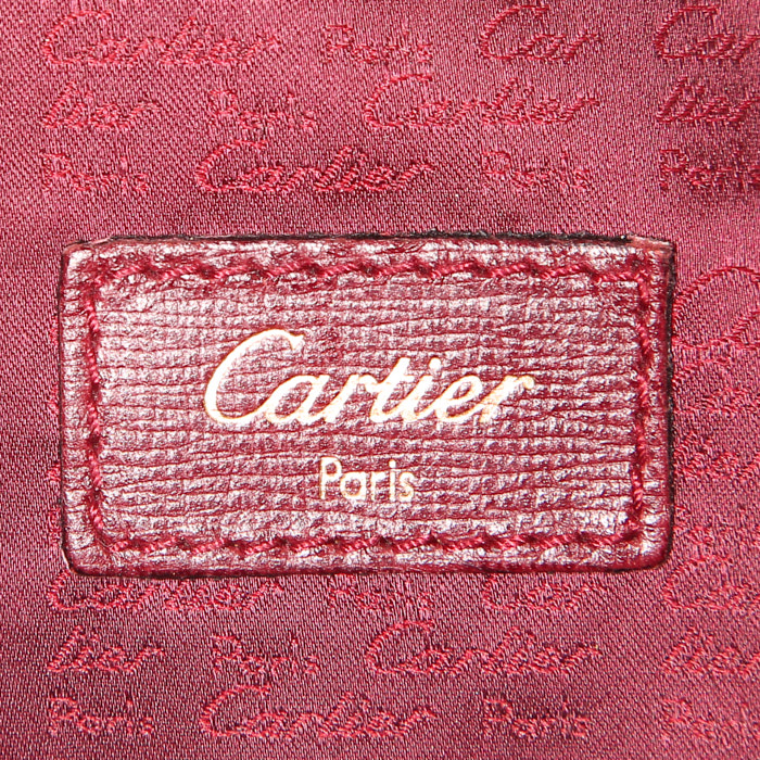 Sac cabas Cartier en cuir bordeaux - Detail D3
