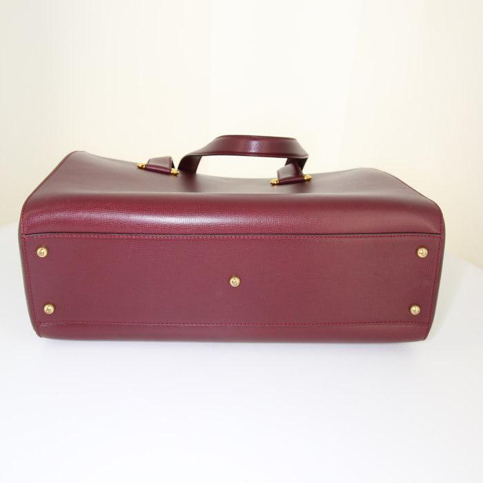 Cartier shopping bag in burgundy leather - Detail D4