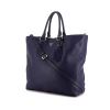 Prada Daino shopping bag in blue grained leather - 00pp thumbnail