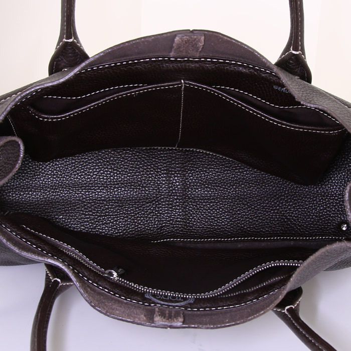Tod's D-Bag shopping bag in brown grained leather - Detail D2