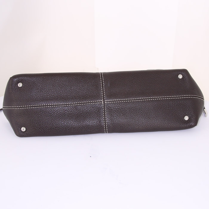 Shopping bag Tod's D-Bag in pelle martellata marrone - Detail D4