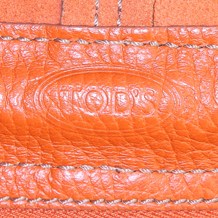 Sac cabas Tod's D-Bag en cuir glacé orange - Detail D3