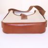 Hermès Tsako bag worn on the shoulder or carried in the hand in beige canvas and brown Barenia leather - Detail D4 thumbnail