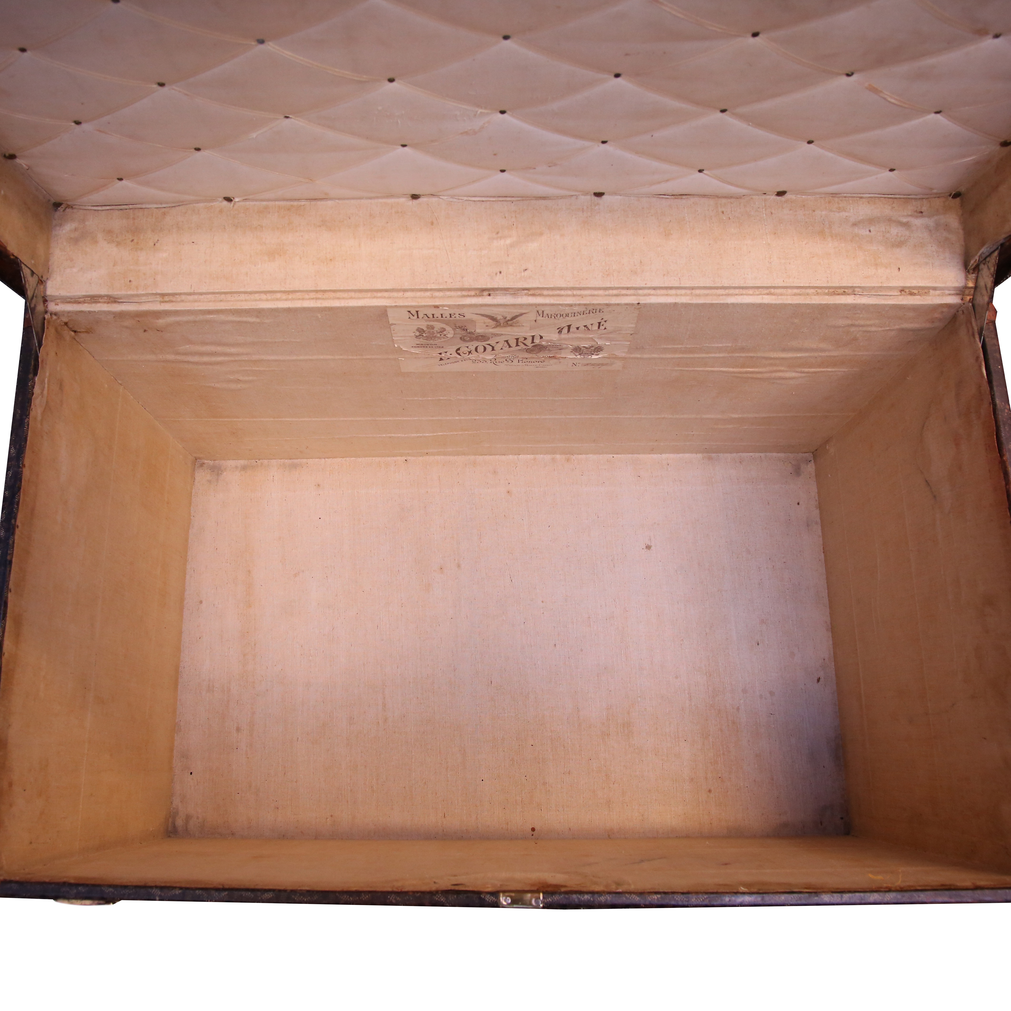 Baul Goyard en tela Goyardine y cuero natural - Detail D3