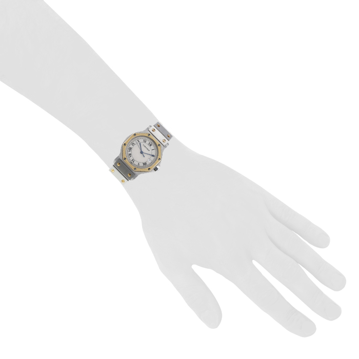 Reloj Cartier Santos Ronde de oro y acero - Detail D1