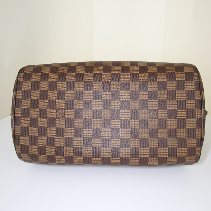 Louis Vuitton Ribera handbag in ebene damier canvas and brown leather - Detail D4