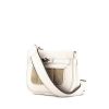 Borsa a tracolla Hermès Berline modello piccolo in pelle Swift bianca e pelle di vitello doblis grigio - 00pp thumbnail