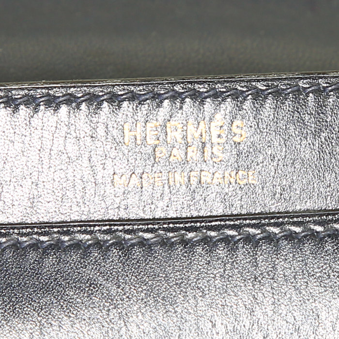 Sac bandoulière Hermès 2002 en cuir box bleu-marine - Detail D3