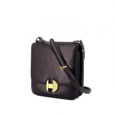 Bolso bandolera Hermès 2002 en cuero box azul marino