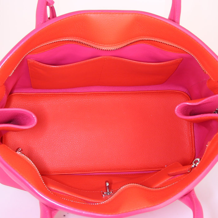 Sac cabas Dior Open Bar grand modèle en cuir grainé rose - Detail D2