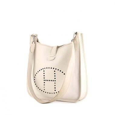Bolso para llevar al hombro Hermes Evelyne modelo mediano en cuero togo blanco