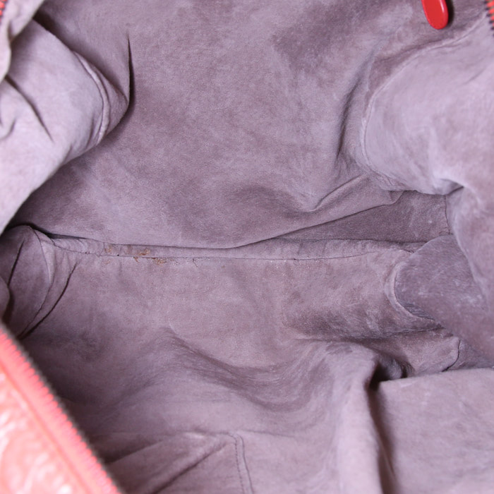 Sac à main Bottega Veneta Brick en cuir tressé rouge - Detail D2