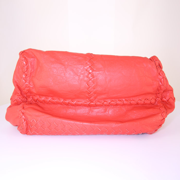 Borsa Bottega Veneta Brick in pelle intrecciata rossa - Detail D4