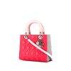Dior Lady Dior handbag in pink, beige and varnished pink leather cannage - 00pp thumbnail