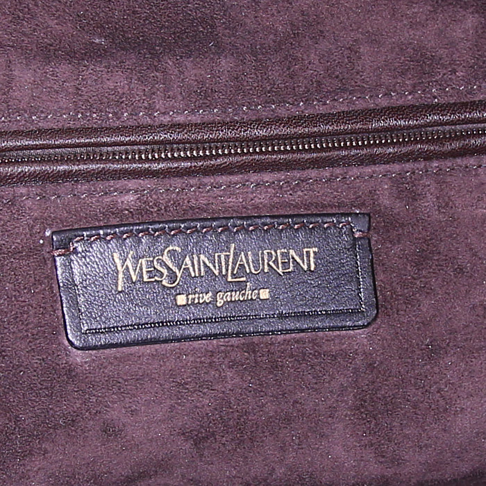 Saint Laurent Downtown large model bag worn on the shoulder or carried in the hand in khaki ostrich leather - Detail D3