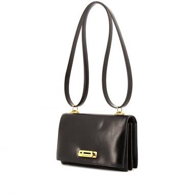Bolso bandolera Hermès Quito Ii en cuero box negro