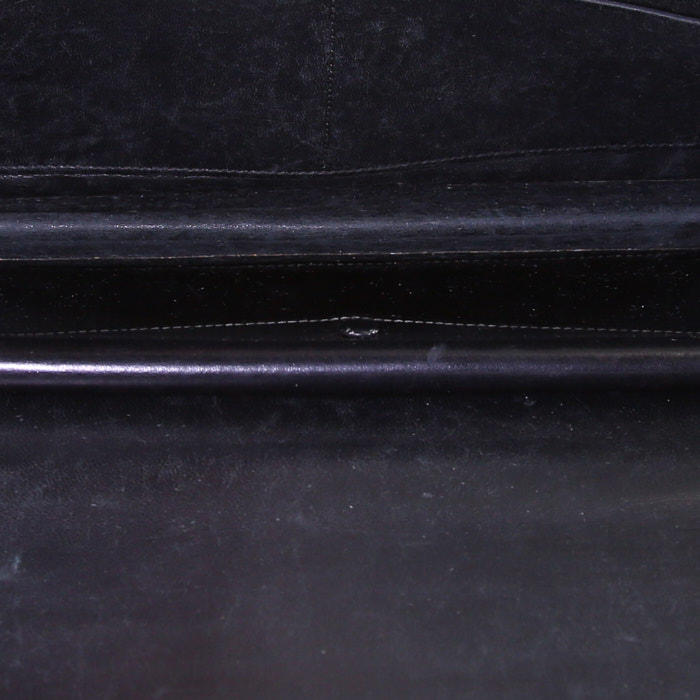 Bolso bandolera Hermès Palonnier en cuero box negro - Detail D2