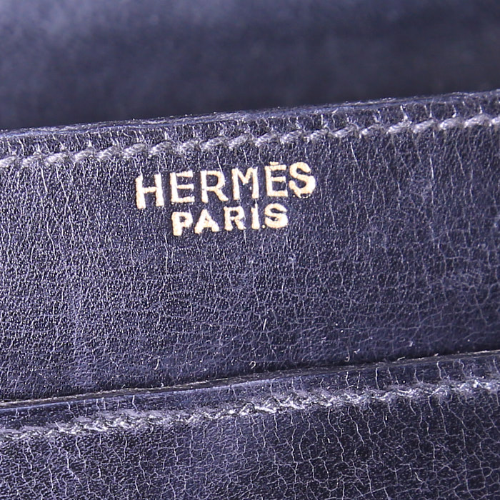 Bolso bandolera Hermès Palonnier en cuero box negro - Detail D3