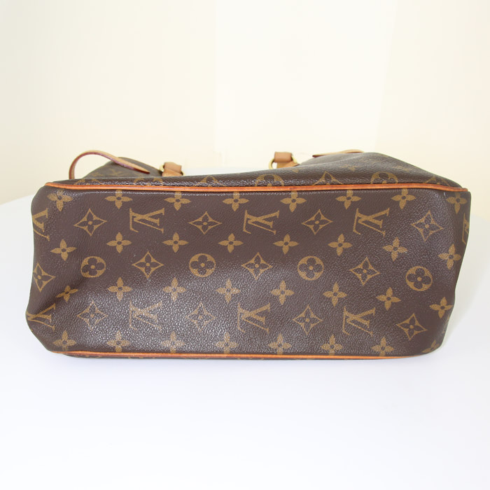Louis Vuitton shopping bag in monogram canvas and natural leather - Detail D4