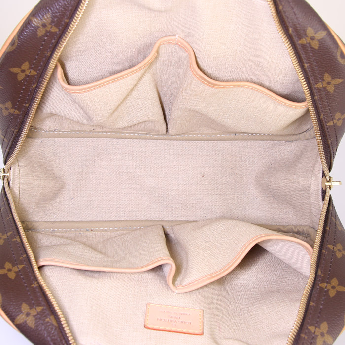 Sac à main Louis Vuitton Trouville en toile monogram marron et cuir naturel - Detail D2