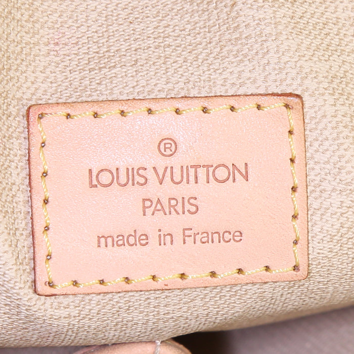 Sac à main Louis Vuitton Trouville en toile monogram marron et cuir naturel - Detail D3