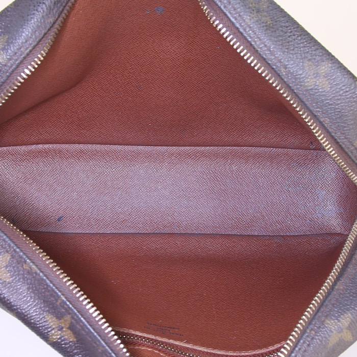 Borsa a tracolla Louis Vuitton in tela monogram marrone e pelle naturale - Detail D2
