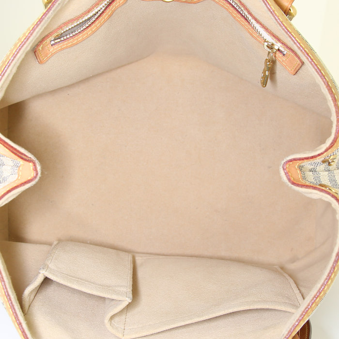 Bolso Cabás Louis Vuitton Hampstead modelo pequeño en lona a cuadros azul celeste y cuero natural - Detail D2