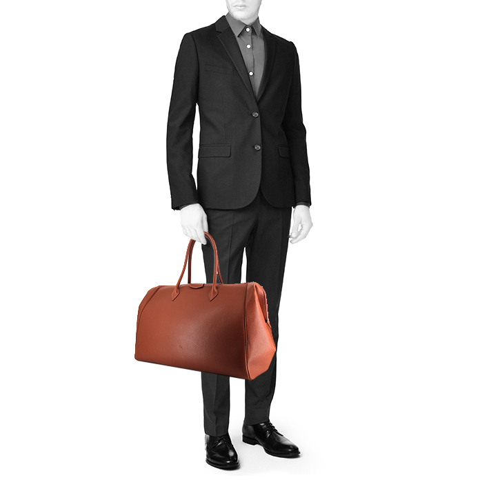 Sac de voyage Hermes Paris-Bombay en cuir marron-caramel - Detail D1