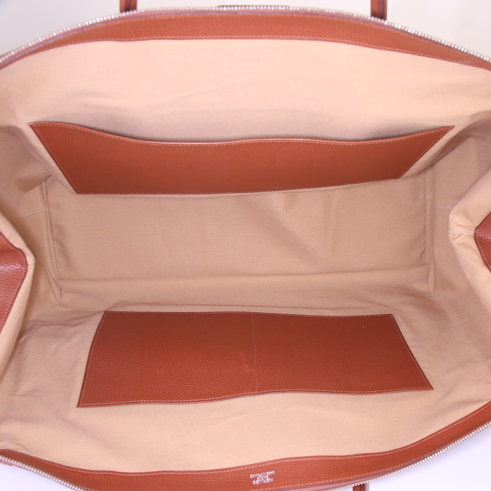 Sac de voyage Hermes Paris-Bombay en cuir marron-caramel - Detail D2