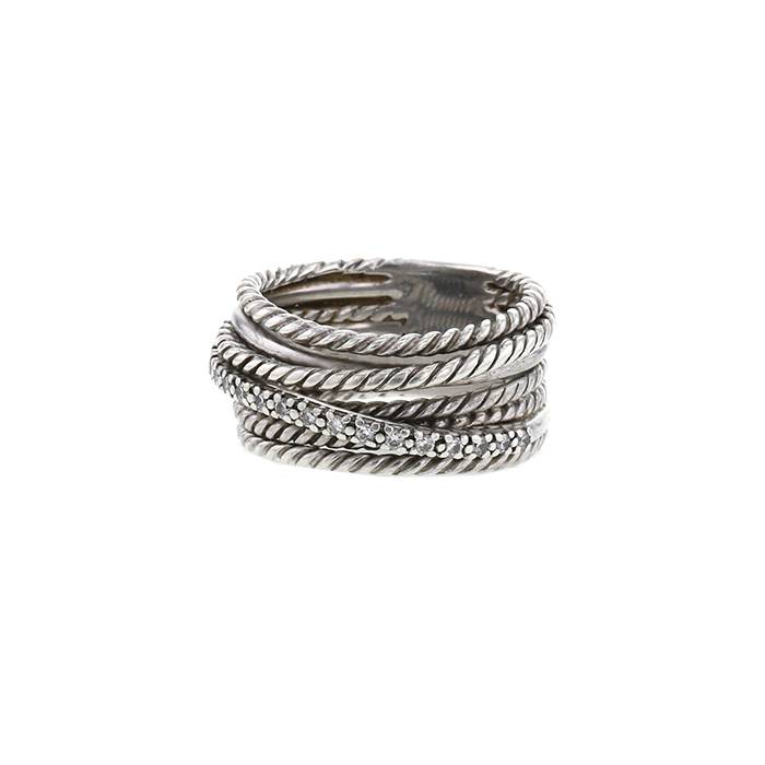 David Yurman The Crossover Collection 14k Gold and Sterling Diamond Bracelet  For Sale at 1stDibs