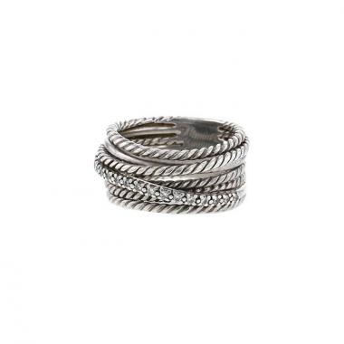 David Yurman Crossover ring in silver and diamonds