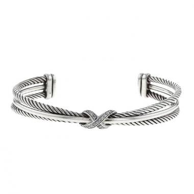 Bracelet David Yurman Crossover en argent et diamants
