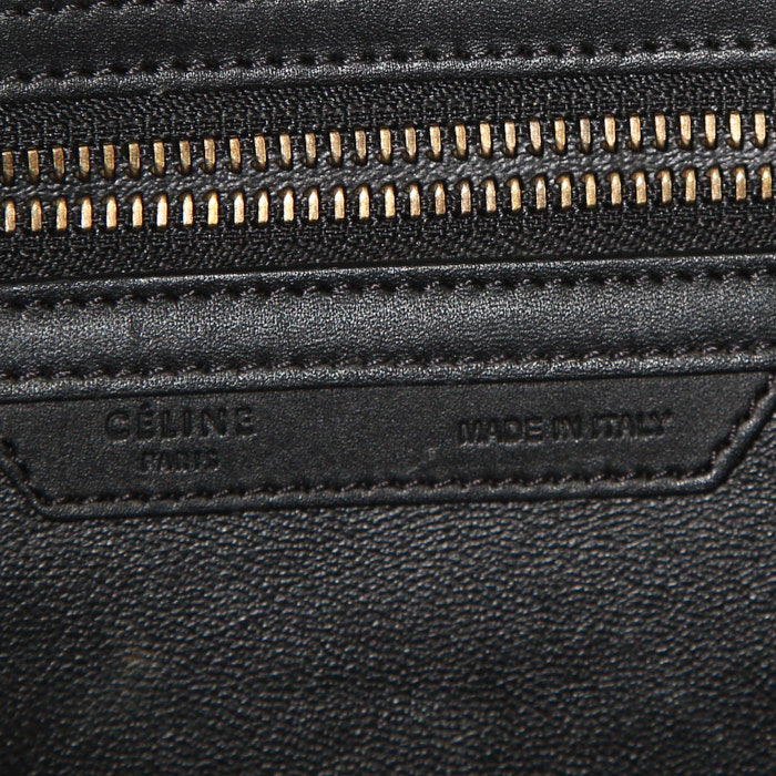 Borsa Celine Luggage modello medio in pelliccia marrone e pelle nera - Detail D3