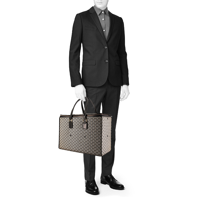 Sac de voyage Goyard en toile Goyardine noire et cuir noir - Detail D1