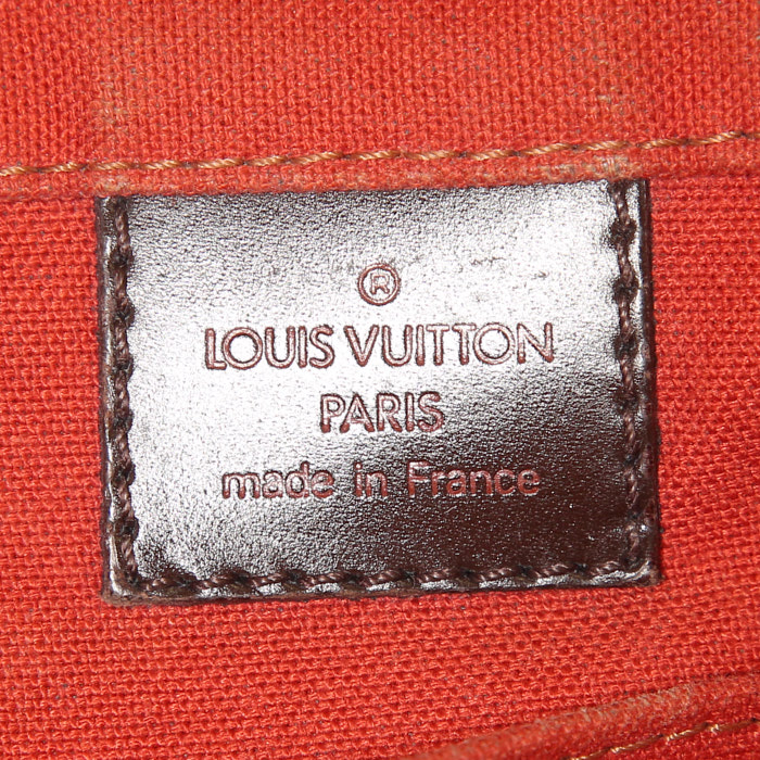 Louis Vuitton Bastille shoulder bag in ebene damier canvas and brown leather - Detail D3