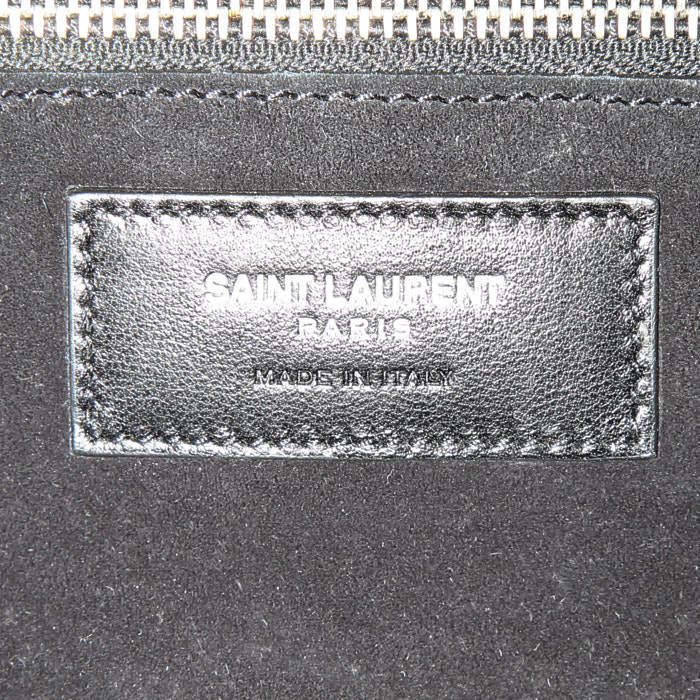 Borsa Saint Laurent Rive Gauche in pelle lucida nera simil coccodrillo - Detail D4
