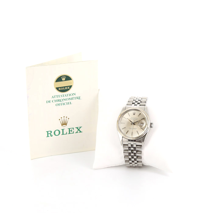 Rolex Datejust watch in white gold 14k and stainless steel Ref:  16014 Circa  1986 - Detail D2