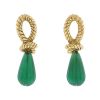 Vintage 1980's earrings for non pierced ears in yellow gold and chrysoprase - 00pp thumbnail