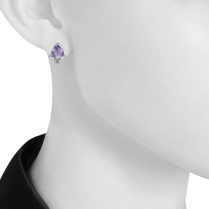 Pendientes Mauboussin Mes Couleurs à Toi en amatistas,  oro blanco y diamantes