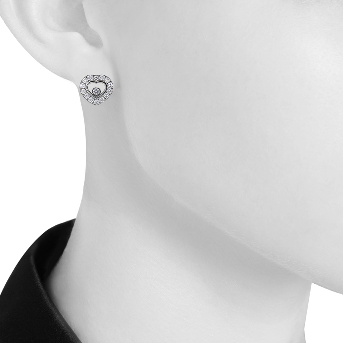 Orecchini a perno Chopard Happy Diamonds in oro bianco e diamanti - Detail D1
