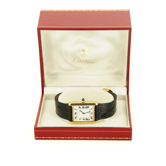 Montre Cartier Tank en or jaune 18k Vers  1990 - Detail D2