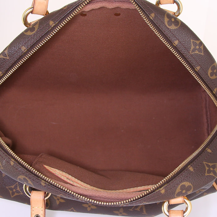 Borsa Louis Vuitton Montorgueil in tela monogram marrone e pelle naturale - Detail D2