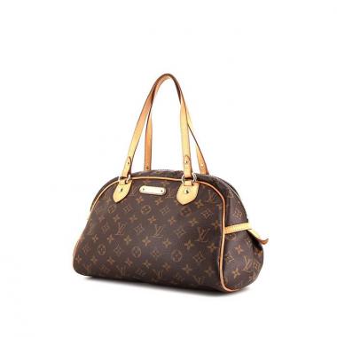 Sac à main Louis Vuitton Montorgueil en toile monogram marron et cuir naturel