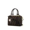 Fendi shoulder bag in brown and black logo canvas and brown leather - 00pp thumbnail