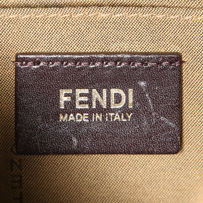 Fendi shoulder bag in brown and black logo canvas and brown leather - Detail D4