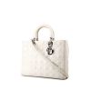 Borsa Dior Lady Dior modello grande in pelle cannage bianca - 00pp thumbnail