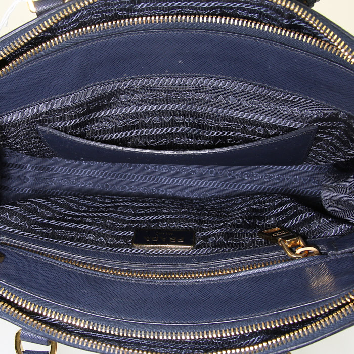 Borsa a tracolla Prada Galleria in pelle saffiano blu marino - Detail D3