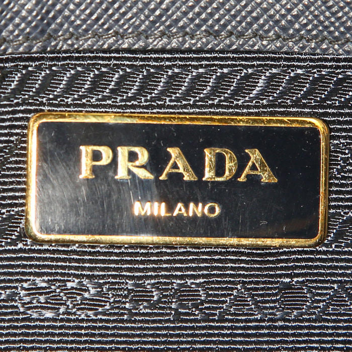 Prada Galleria shoulder bag in navy blue leather saffiano - Detail D4
