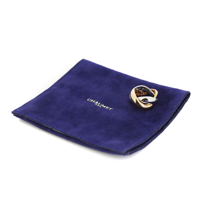 Half-articulated Poiray Tresse ring in white gold and pink gold - Detail D2